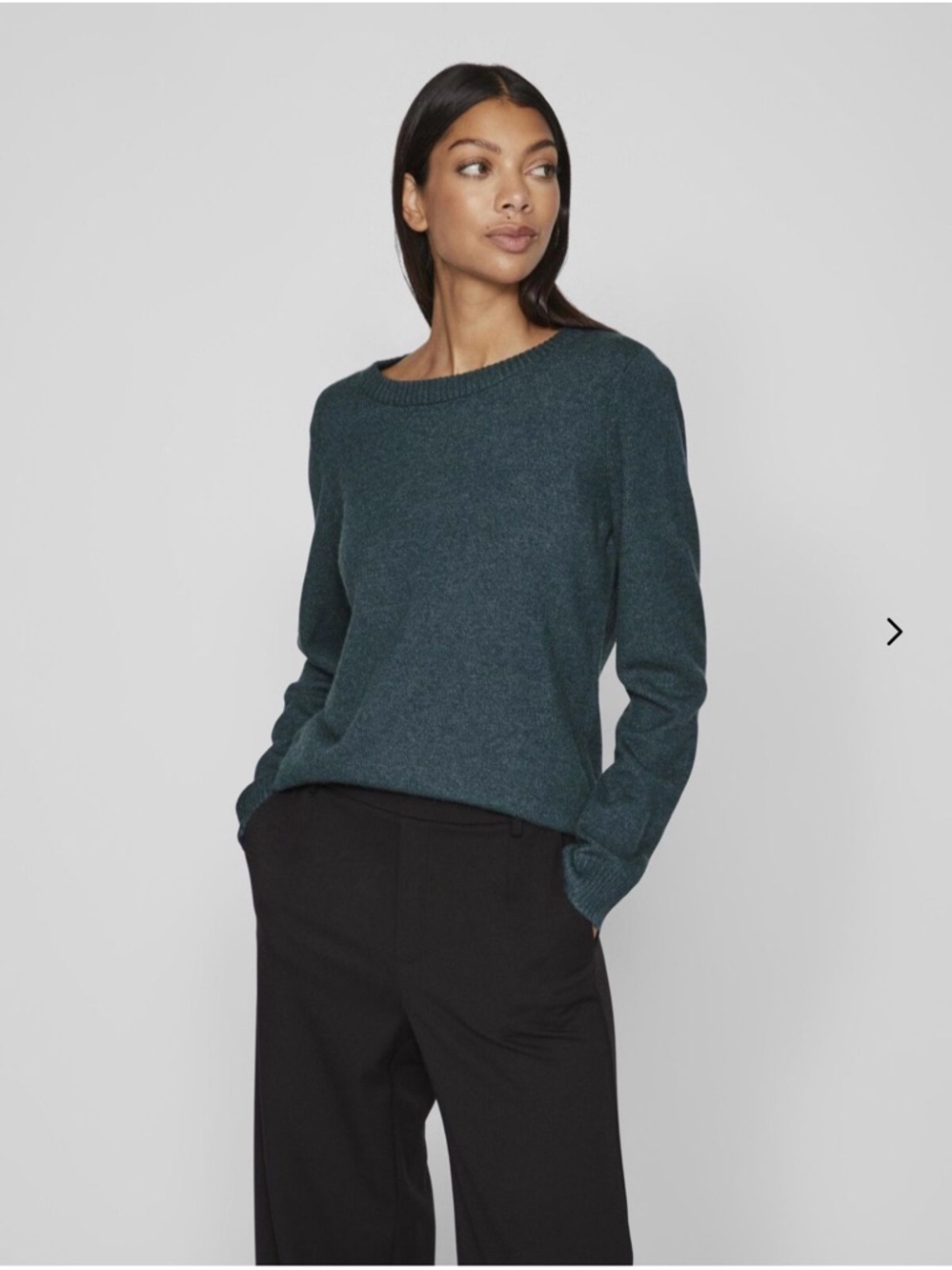 VILA Scoop Neck Sweater in Emerald Green | Size S